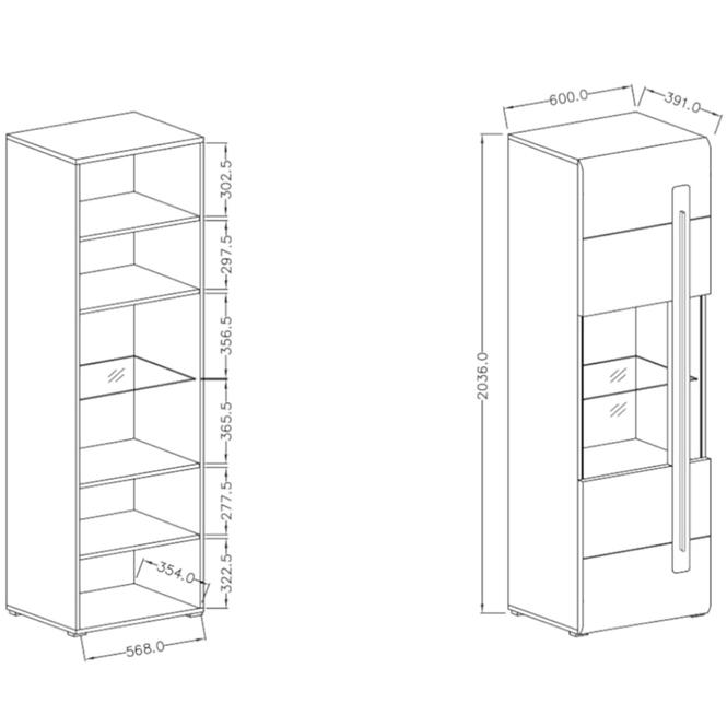 Vitrína Tulsa 05 biela lesklá