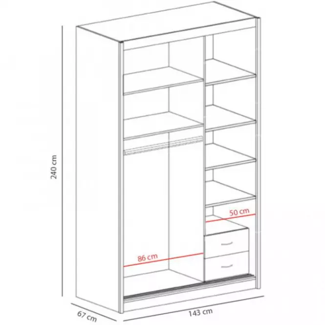 Skriňa Karol 143 so zrkadlom alpská biela