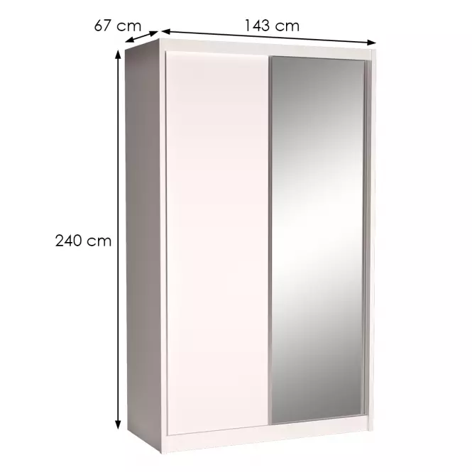 Skriňa Karol 143 so zrkadlom alpská biela