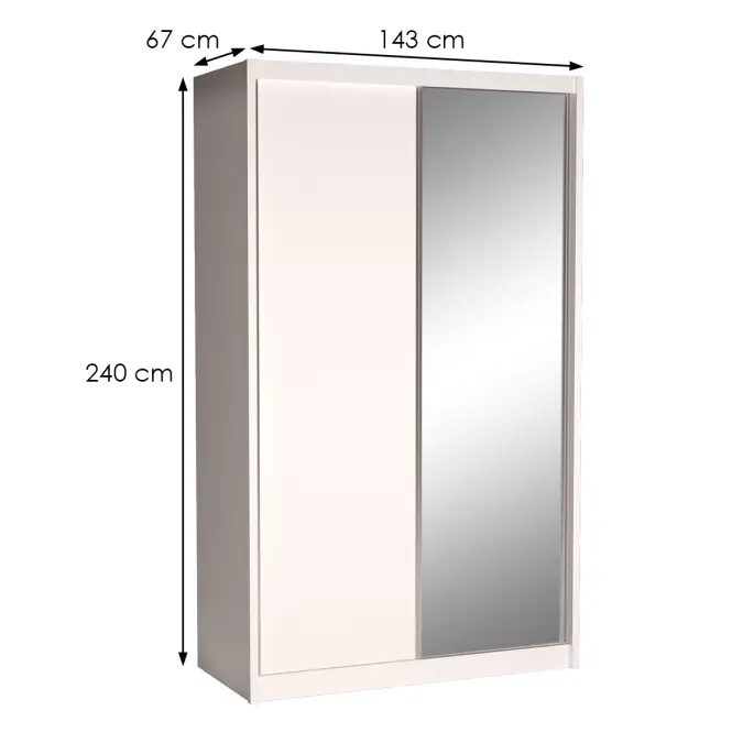 Skriňa Karol 143 so zrkadlom alpská biela,3