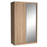 Skriňa s posuvnými dverami Karol 143 cm so zrkadlom – dub sonoma, dvojdverová