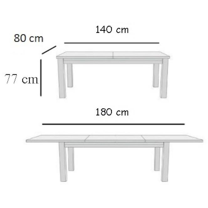 Rozkladací stôl ST28 140/180x80cm biely