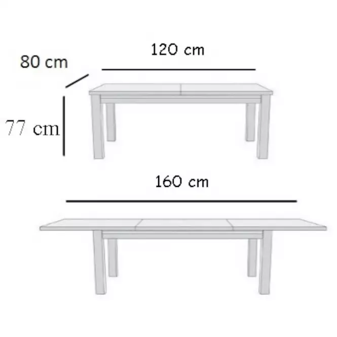 Rozkladací stôl  ST28 120/160x80cm biely laminat