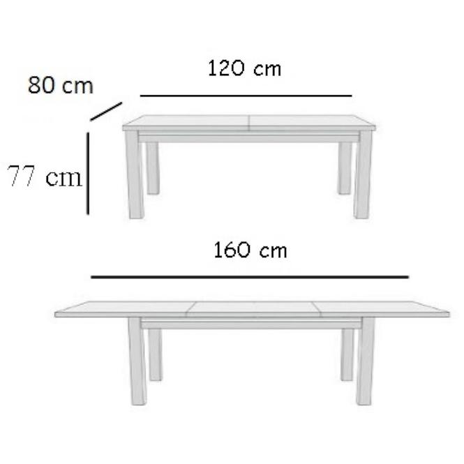 Rozkladací stôl  ST28 120/160x80cm biely laminat