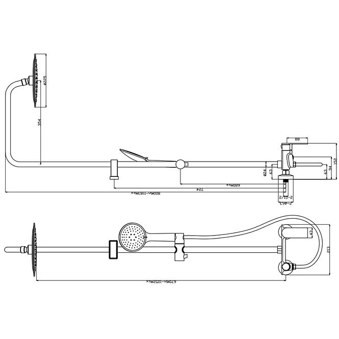 Echo  sprchovo-vanovy system s funkcia dažďovej sprchy s mechanickou miešačom