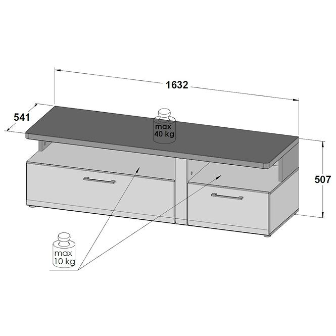 TV stolík Tuluza TUZT121B biela/artisan