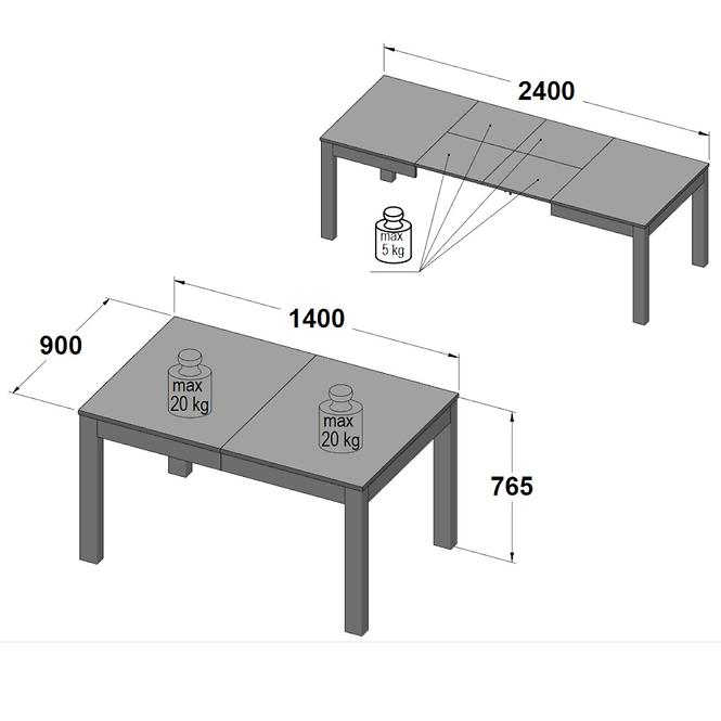 Rozkladací stôl Tuluza PRTT402 140/240x90cm biela lesklá/biela