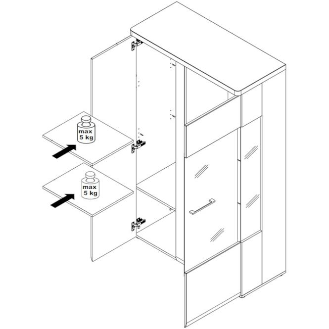 Vitrína Tuluza TUZV621B biela/artisan