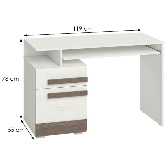 Písací stôl Blanco 11 borovica snežná/new grey