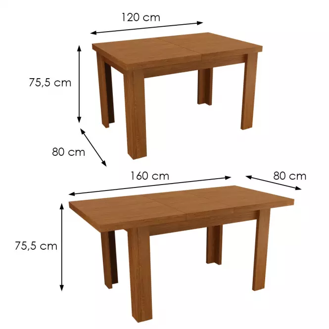 Rozkladací stôl 120/160x80cm jasan svetlý