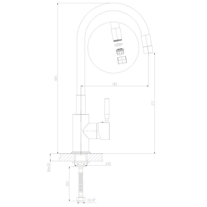 Flexibilná drezová batéria béžová Samba M7179SD,2