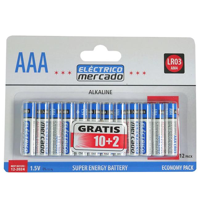 Alkalické batérie AAA LR03 12ks