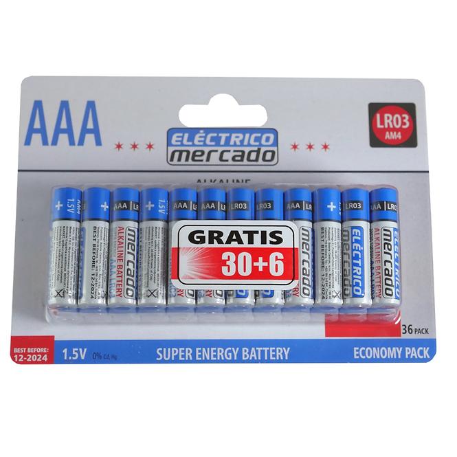Alkalické batérie AAA LR03 36ks