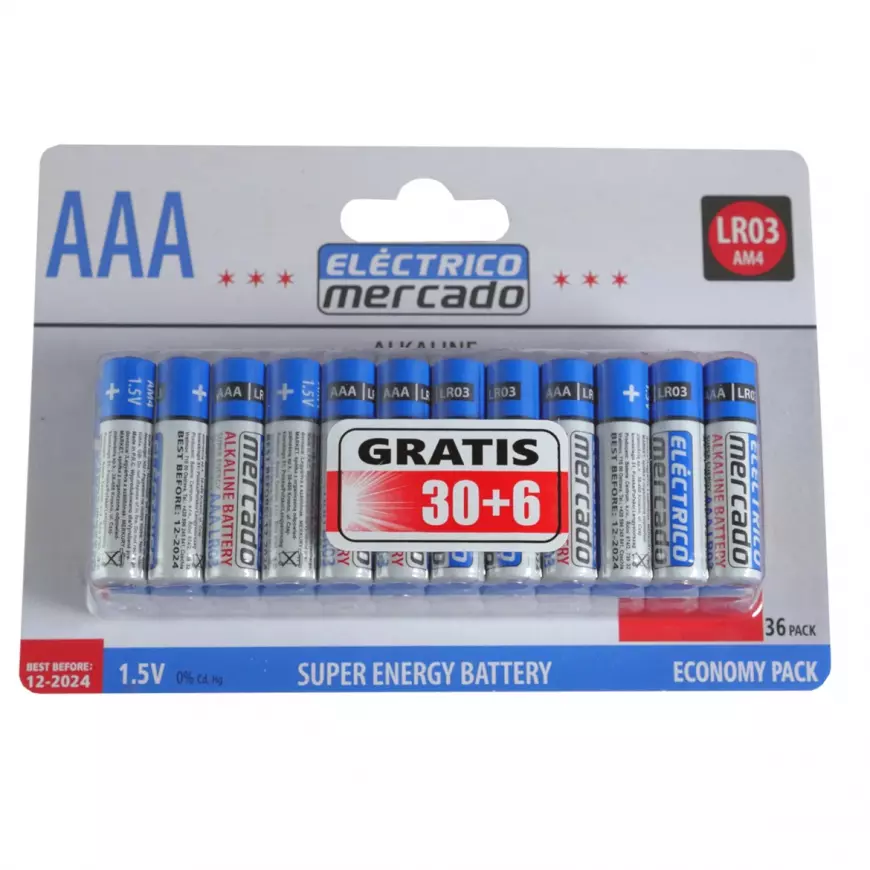 Alkalické batérie AAA LR03 36ks
