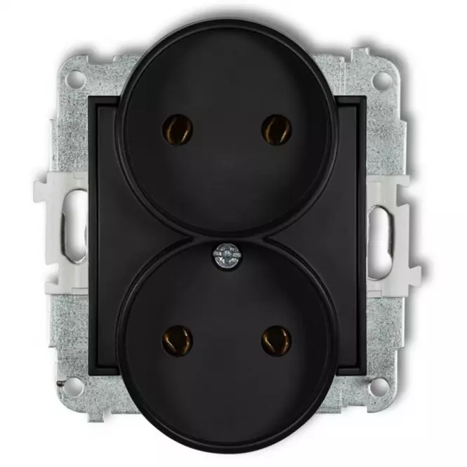 Zásuvka dovojitá B/U čierna mat 12MGPR-2 mini