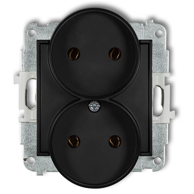 Zásuvka dovojitá B/U čierna mat 12MGPR-2 mini