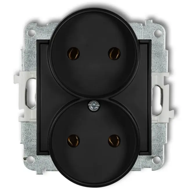 Zásuvka dovojitá B/U čierna mat 12MGPR-2 mini