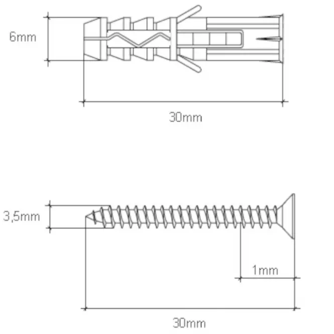 Wkręt-met Rozpínacia hmoždinka 6x30 mm,2