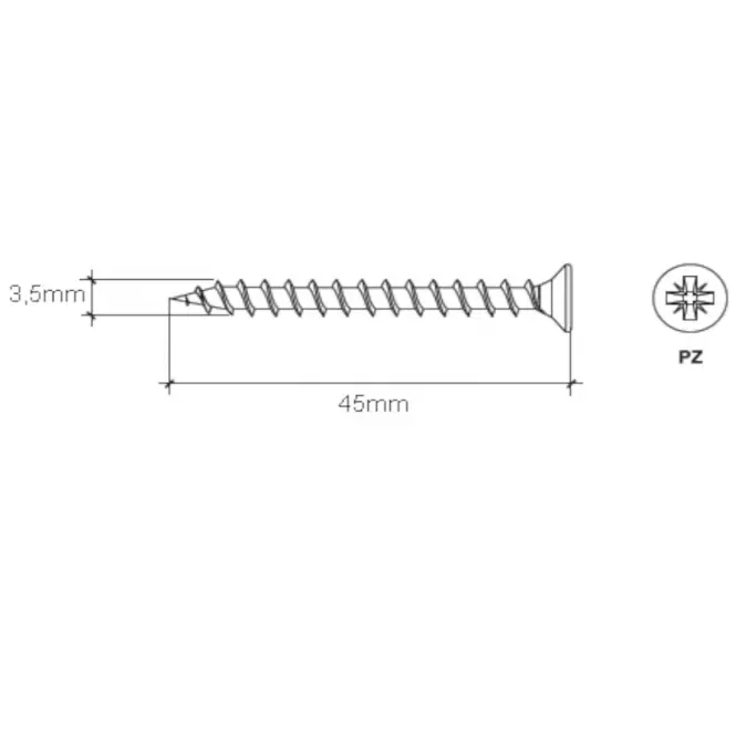 17WK Skrutky tvrdené žlté 3,5X45 260,2
