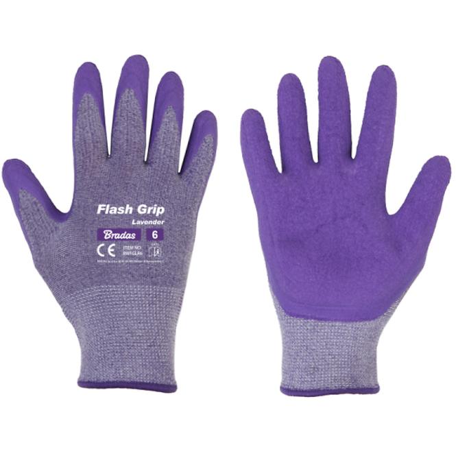 Rukavičky  FLASH GRIP LAVENDER  LATEX,  rozmer  7