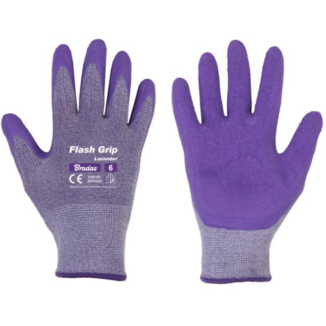 Rukavičky FLASH GRIP LAVENDER  LATEX,  rozmer  8