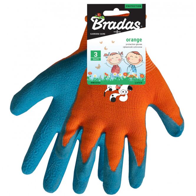 Detské záhradné rukavice oranžové latex, veľ.6
