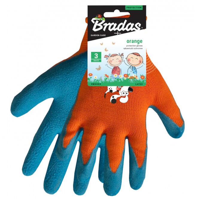 Detské záhradné rukavice oranžové latex, veľ. 3