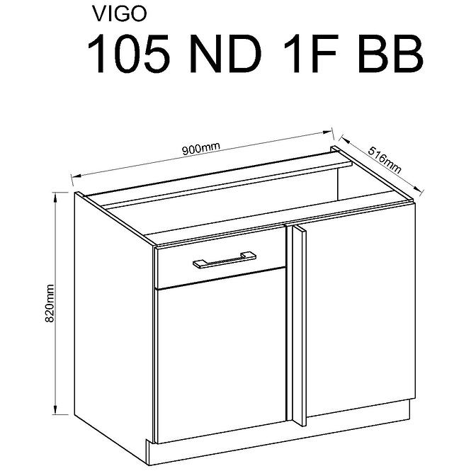 Skrinka do kuchyne Vigo biela HG 90ND 1F BB,3