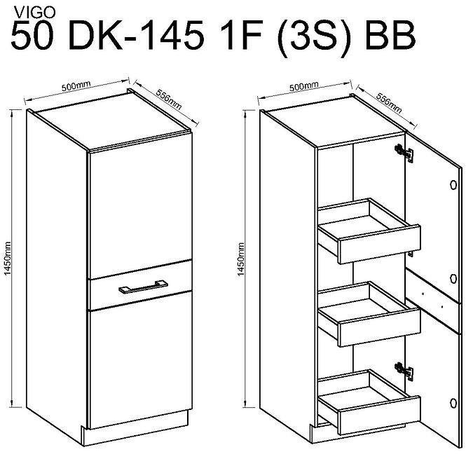 Skrinka do kuchyne Vigo biela HG 50DK-145 1F (3S) BB