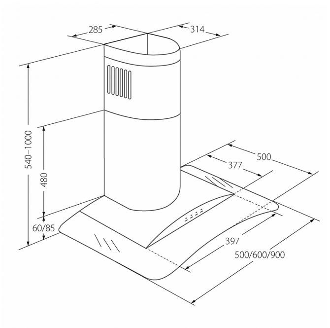 Digestor WK-6 Largo 90 nerez