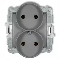 Zásuvka dvojitý b/U sivy mat 27MGPR-2 mini