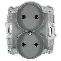 Zásuvka dvojitý b/U sivy mat 27MGPR-2 mini
