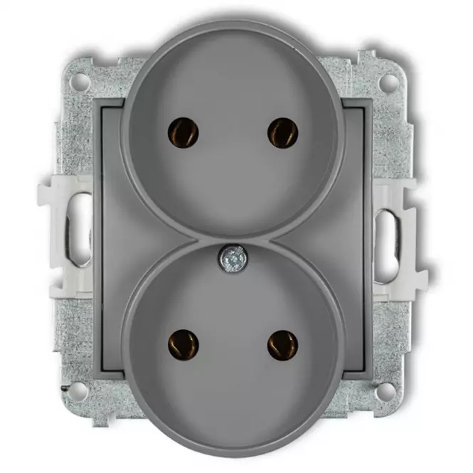Zásuvka dvojitý b/U sivy mat 27MGPR-2 mini