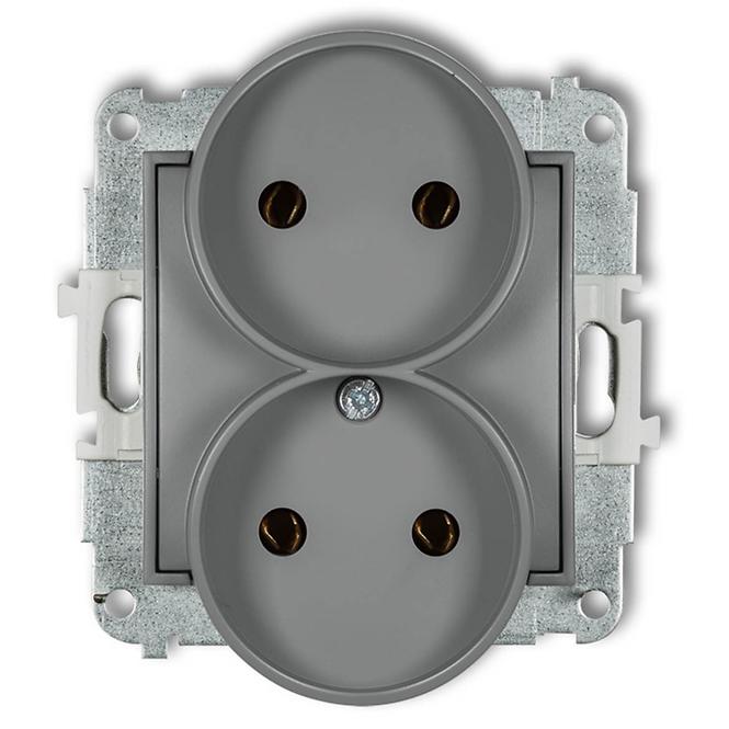 Zásuvka dvojitý b/U sivy mat 27MGPR-2 mini