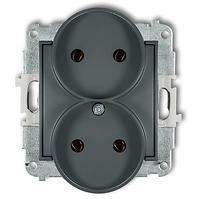Zásuvka dvojitý b/U grafit mat 28MGPR-2 mini