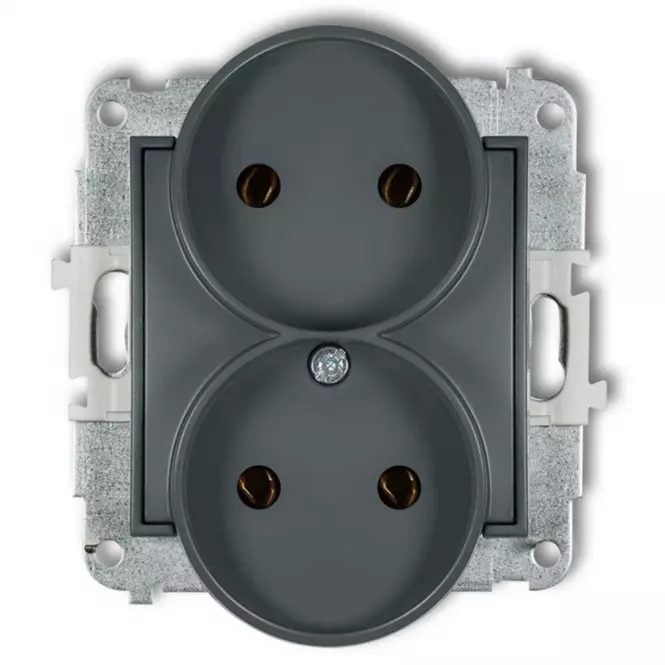 Zásuvka dvojitý b/U grafit mat 28MGPR-2 mini