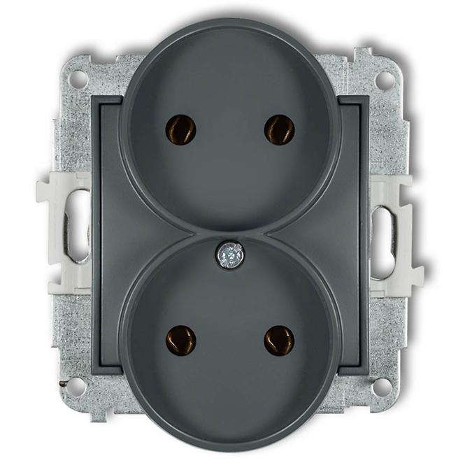 Zásuvka dvojitý b/U grafit mat 28MGPR-2 mini