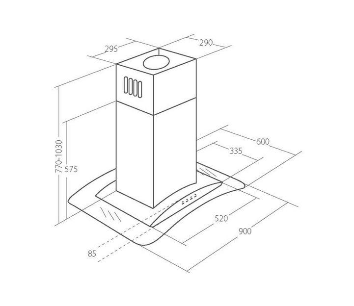 Digestor WK-9 Isla Zefir 90 inox