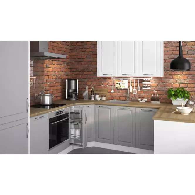Kuchynská linka Emporium W3S/90 light grey stone/biela
