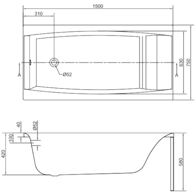 Vaňa Virgo 150x75 + nohy vane