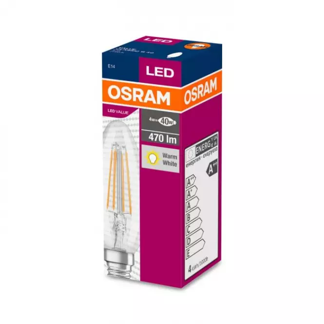 Žiarovka OSRAM LED Fila Value  E14 4W 40W 470LM 827,3