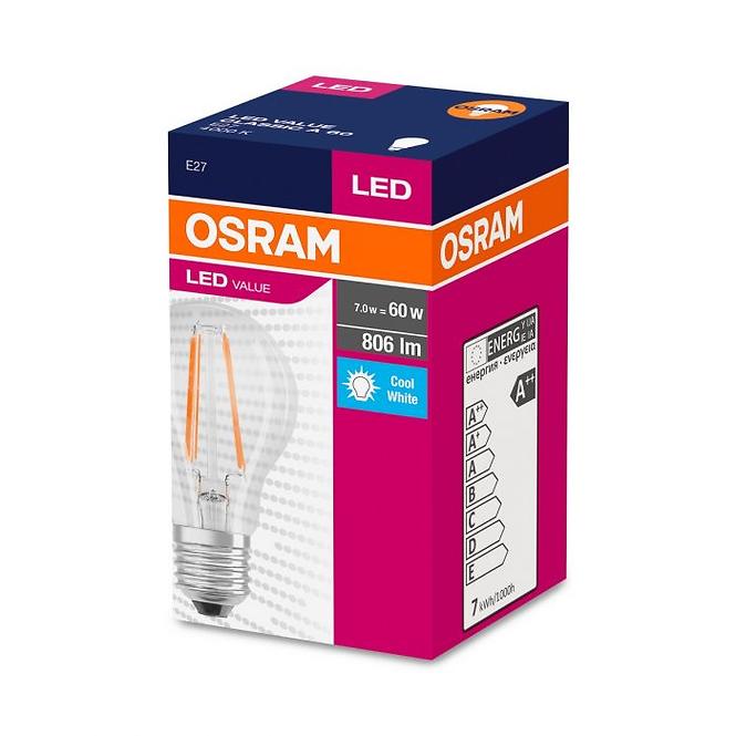 Žiarovka OSRAM LED Fila Value CL A60  E27 7W 60W 806LM 840