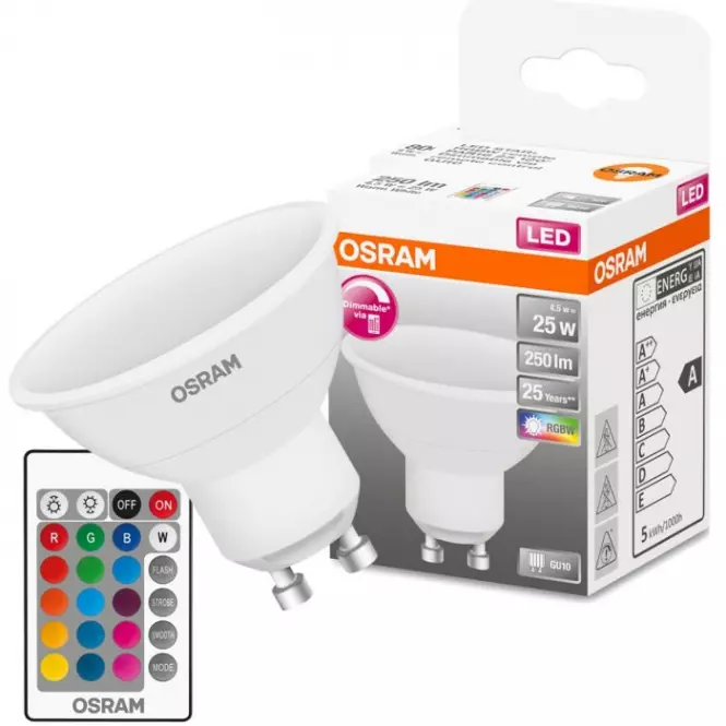 OSRAM LED STAR GU10 RGBW 4,5W 25W + PIL,3