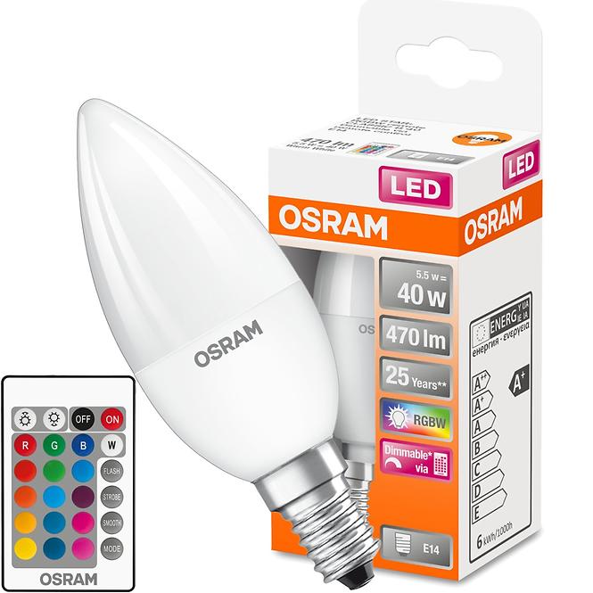 Žiarovka LED OSRAM E14 RGB B35 4,9W s diaľkovým ovládaním