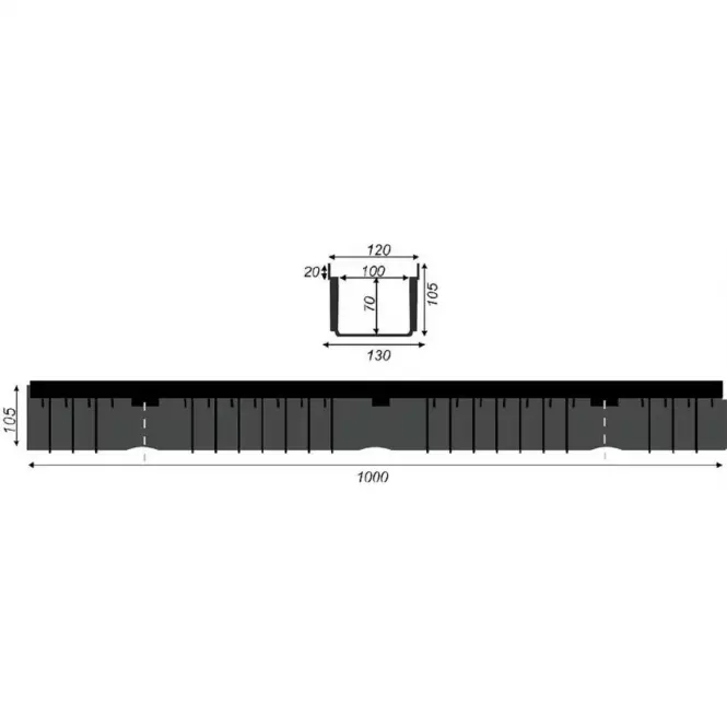 Odtokový žľab C250 1000X130X105,2