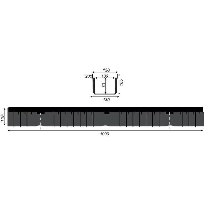 Odtokový žľab C250 1000X130X105,2