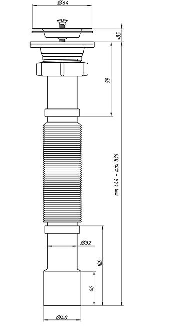 Umývadlový sifóny univerzálne kovové sitko 32 19270