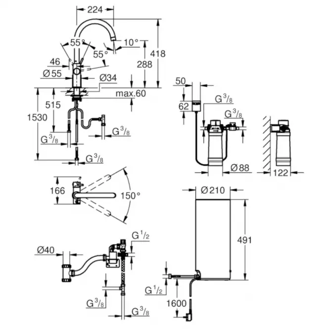 Batéria a bojler stojaci GROHE RED DUO 30079001