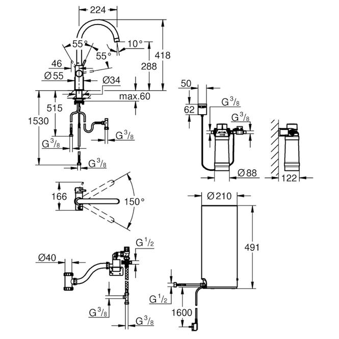 Batéria a bojler stojaci GROHE RED DUO 30079001