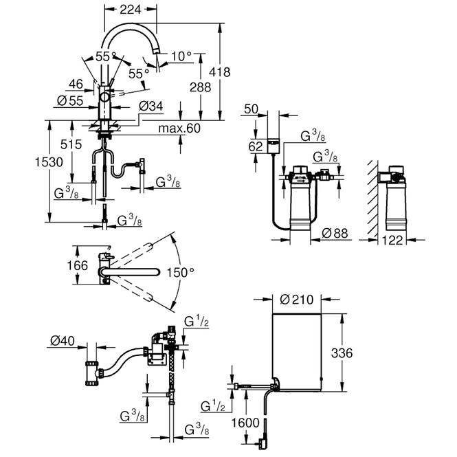 Batéria a bojler stojaci GROHE RED DUO 30083001